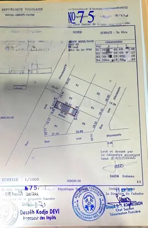 Vente d'un terrain à Agoè Assiyéyé, demi-lot bâti en bordure de boulevard, 2 chambres + 3 pièces + 2 boutiques – 60 millions FCFA