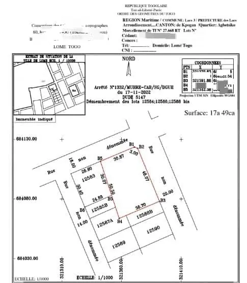 Terrain 3 lots 1800 m² à vendre en angle de rue à Kpogan Agbétiko – 26 millions FCFA le lot