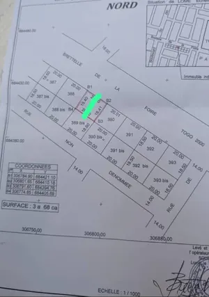 Terrain en vente en bordure du boulevard de la Fédération à Togo 2000 – 60 millions FCFA