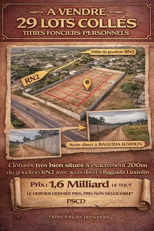 Terrain 29 lots à vendre à Baguida Luxiolin – 1,6 milliard FCFA le lot