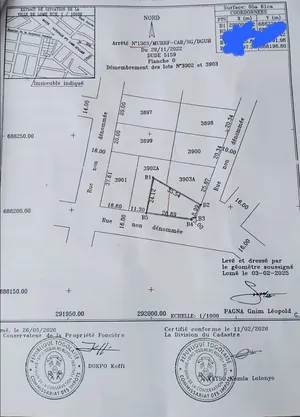 Terrain demi-lot en angle de rue à vendre à Atilamonou (entrée de Zanguéra) – 20 millions FCFA