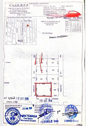 Terrain 2 lots 1200 m² en vente en angle de rue à Agoè Atchanvé – 50 millions FCFA le lot