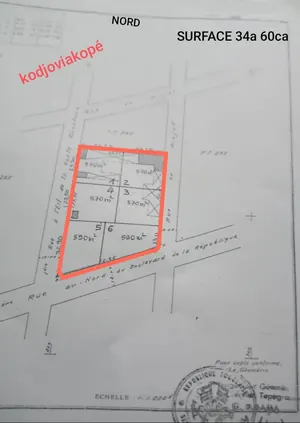 Terrain 6 lots en vente en angle de rue à Kodjoviakopé – 900 millions FCFA