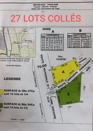 Terrain 600 m² en vente en bordure du goudron à Lilikopé, Cinkassé – 5 millions FCFA le lot — photo 2