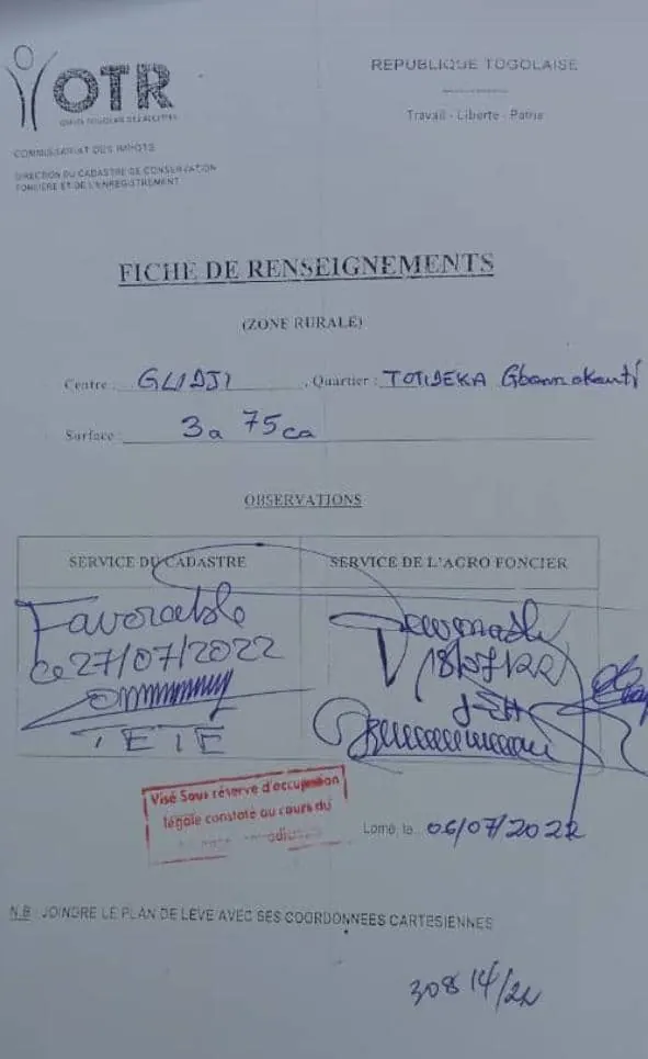 Terrain demi-lot à vendre à Tontideka, Aneho – 1,5 million FCFA