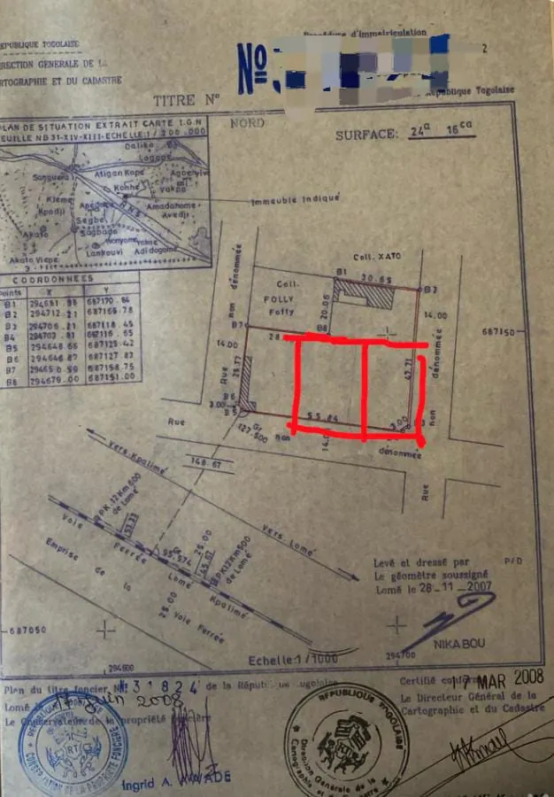 Terrain 2 lots en vente à Adidogomé Attigomé – à partir de 33 millions FCFA le lot