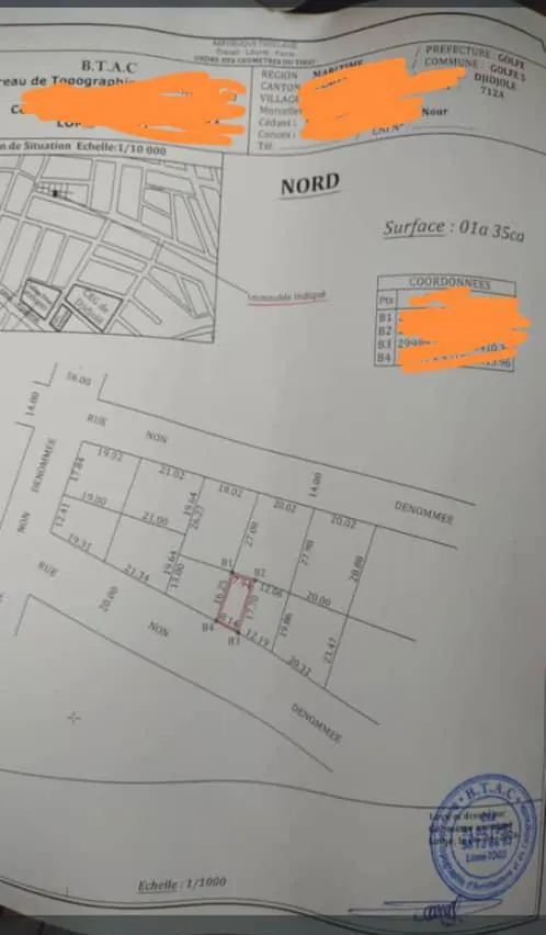Terrain de 135 m² en vente à Djidjolé près de la pharmacie Point E – 13,5 millions FCFA