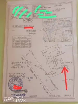 Terrain nu en vente à Sanguéra Wogomé près du commissariat – 4,5 millions FCFA