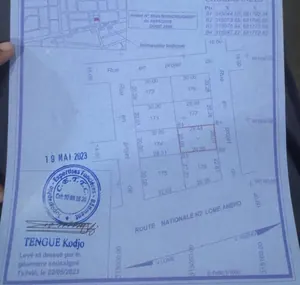 Terrain 4 lots 2400 m² en vente à Zanguéra Aképédo, vue sur la Nationale N°5 – 22 millions FCFA le lot