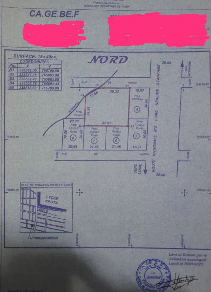 Terrain 6 lots en vente à Tové Dzigbé – 4,5 millions FCFA