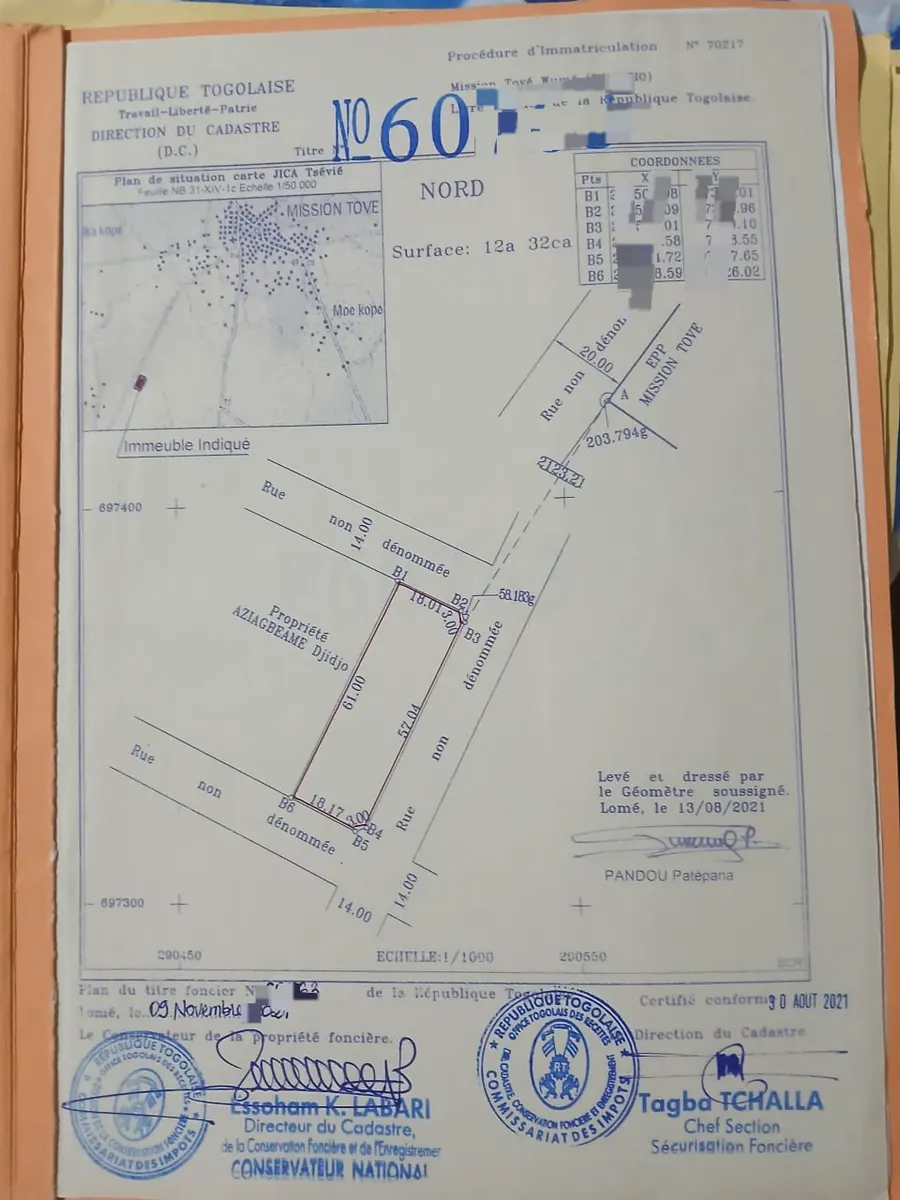 2 lots nus en angle de rue à vendre à Mission-Tové Adidomé – prix unitaire 8 millions FCFA