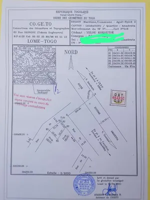 Terrain 367 m² en vente en angle de rue à Zossimé Amadenta – 13 millions FCFA