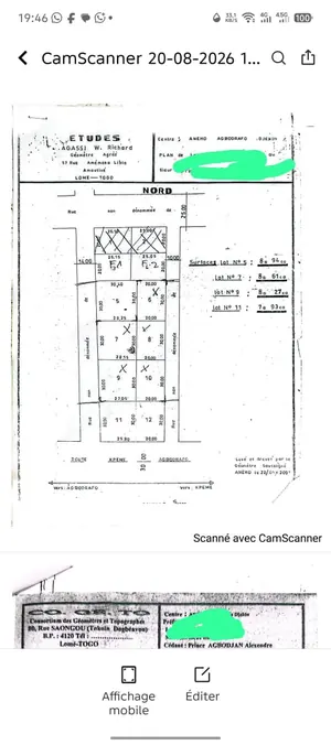 Terrain 8 lots à vendre côté plage à Agbodrafo – 15 millions FCFA le lot
