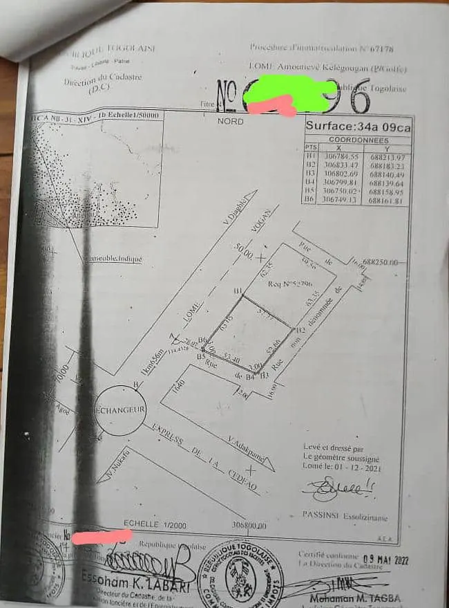 Terrain 2 lots en vente au bord du goudron à Klobatémé – 40 millions FCFA
