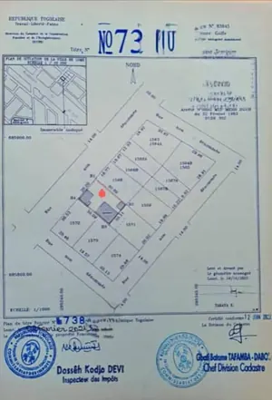 Terrain 2 lots 1200 m² en vente à Adidogomé Madiba – 150 millions FCFA