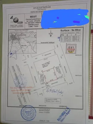 Vente de terrain à Apessito T-Oil, demi-lot sur 1 lot et demi – 8 millions FCFA négociables