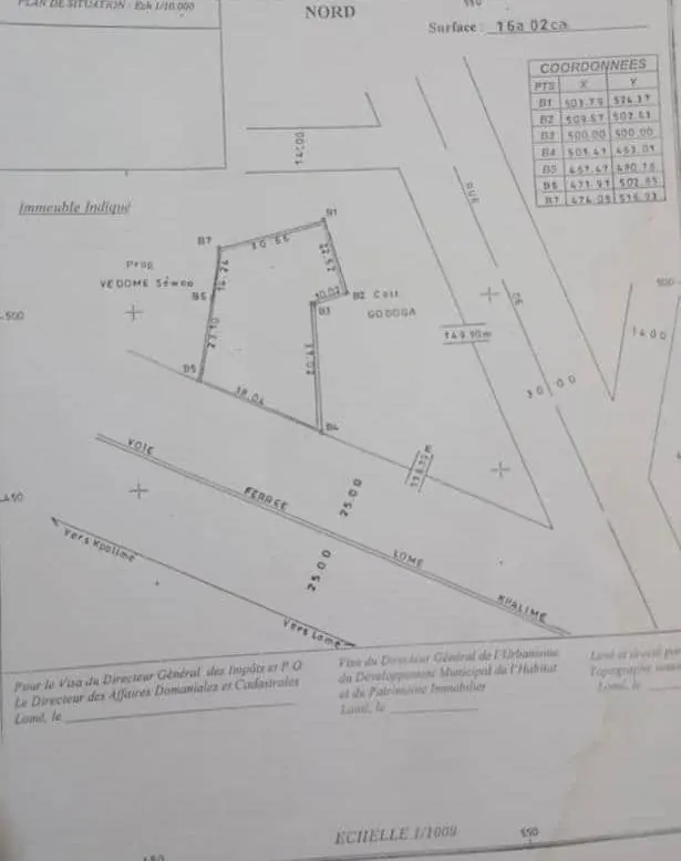 Terrain en vente à Adidogomé derrière la base EBOMAF – 55 millions FCFA
