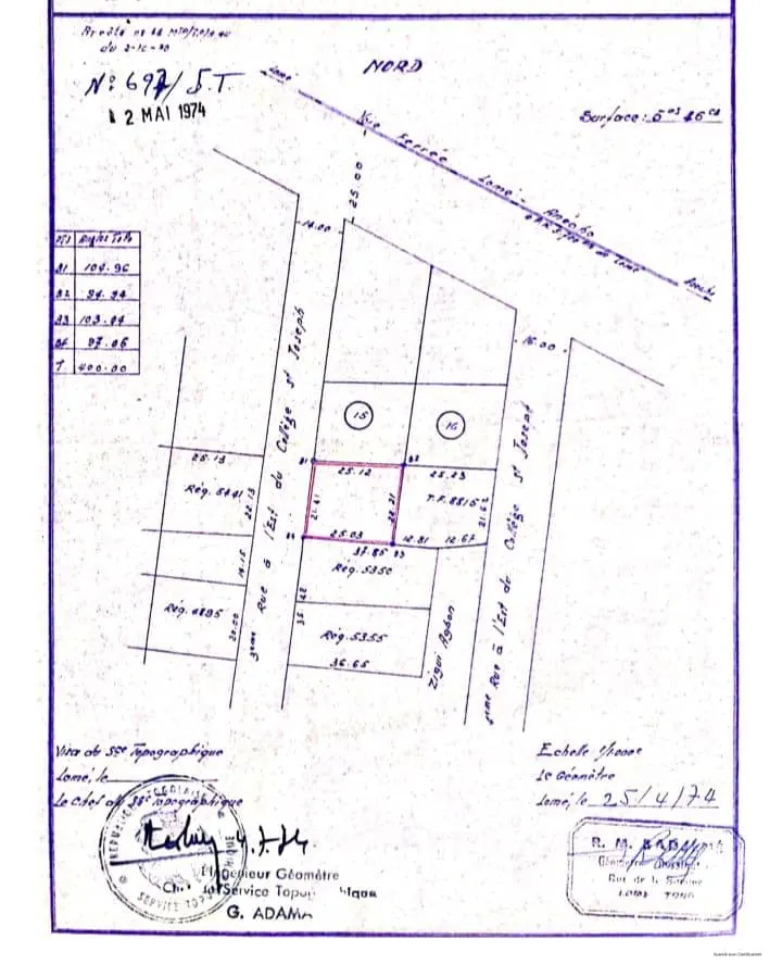 Terrain 1 lot à vendre à Tokoin Nukafu, proche du goudron – 70 000 000 FCFA