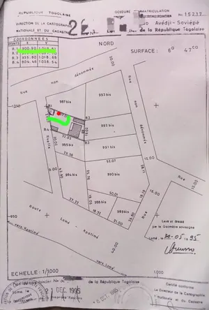 Terrain à vendre à Adidogomé Soviépé – 15 millions FCFA