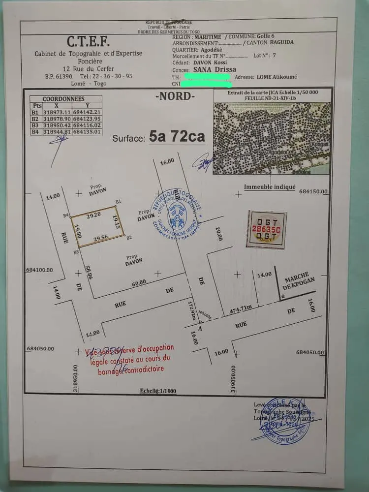 Boutique sur fondation R+2 avec 1/4 de lot à vendre à Adidogomé derrière Église Catholique – 13 millions FCFA