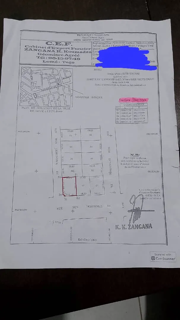 Terrain 450 m² en vente à Totsi, bord de voie 28 m – 60 000 000 FCFA