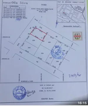 Terrain 659 m² en vente à Agoè Cacaveli – 55 millions FCFA