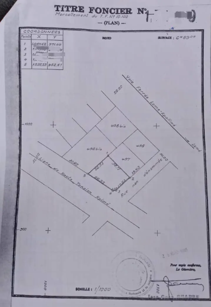 Terrain en vente en angle de rue à Avenou Adjinamoto – 80 millions FCFA à débattre