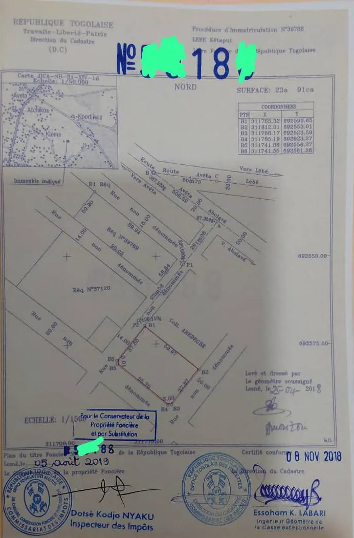 Terrain 2391 m² en vente à Djagblé – prix à partir de 25 millions FCFA le lot