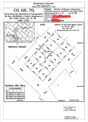 Terrain demi-lot clôturé à vendre à Agoè Main de Dieu – à partir de 20 millions FCFA