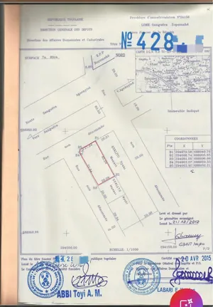 Terrain 798 m² en angle de rue à vendre à Zossimé Zopomahè – 25 millions FCFA