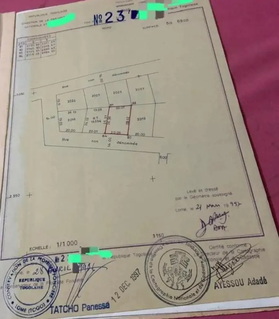 Vente d'un terrain à Agbalepedo, 1 lot, avec construction (1 pièce), titre foncier personnel – 65 millions FCFA