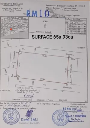 Terrain 11 lots en vente à Gbodjomé Gendarmerie – 250 millions FCFA
