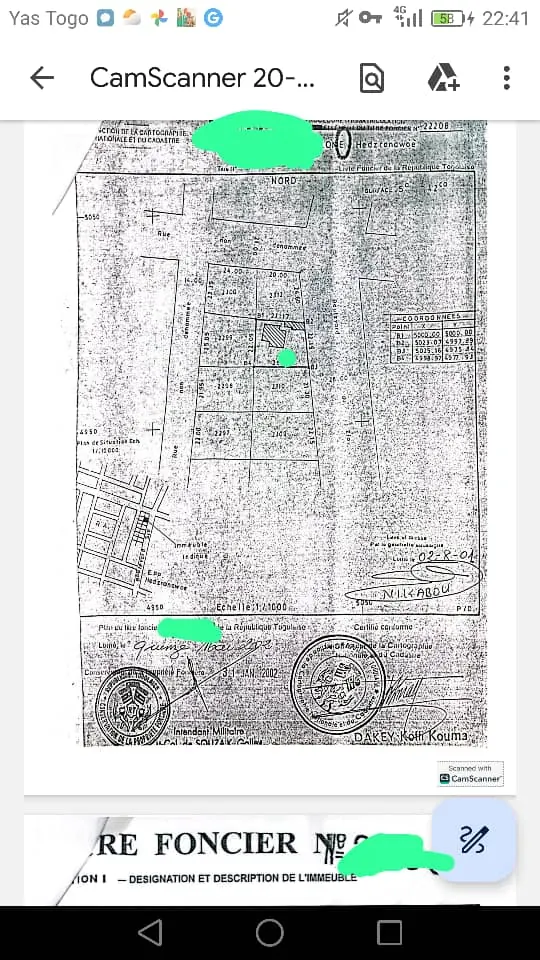 Terrain 542 m² avec bâtiment en vente à Hédzranawoé Aéroport – 60 millions FCFA
