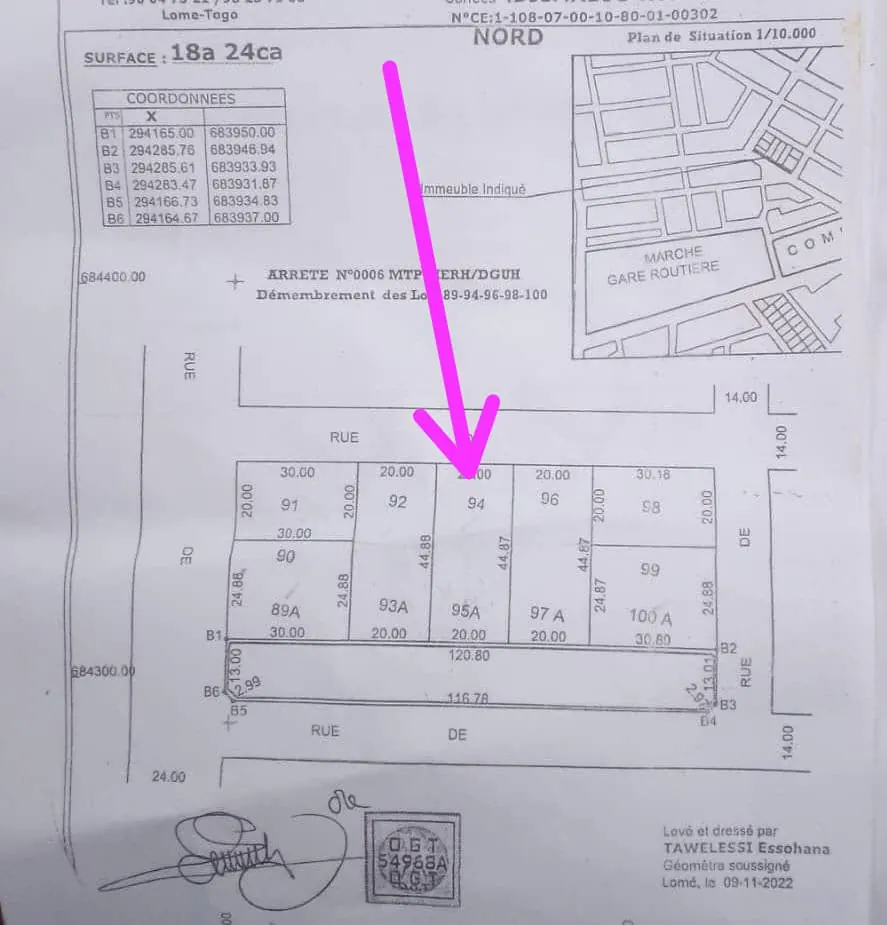 Terrain demi-lot à vendre à Sagbado Agotime – 6 millions FCFA