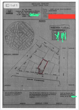 Terrain 1 lot en vente face au marché d'Adidogomé Assiyéyé à Lomé – 80 millions FCFA