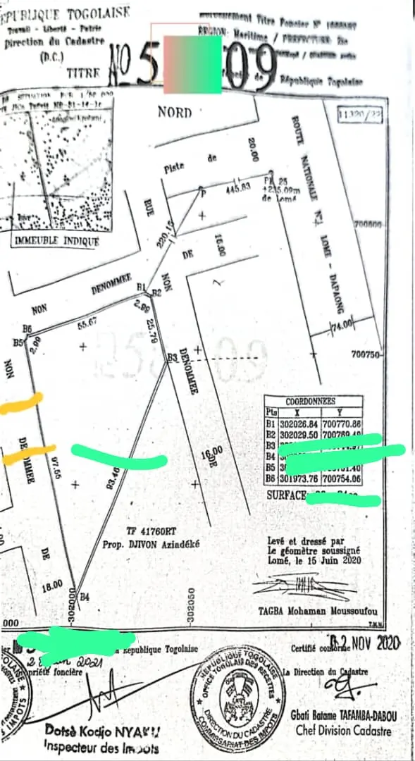 Terrain 4 lots en angle de rue à vendre à Adéticopé – prix à partir de 20 millions FCFA le lot