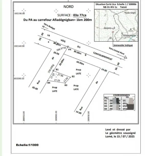Terrain de 300 m² à vendre à Aképédo – 6 millions FCFA