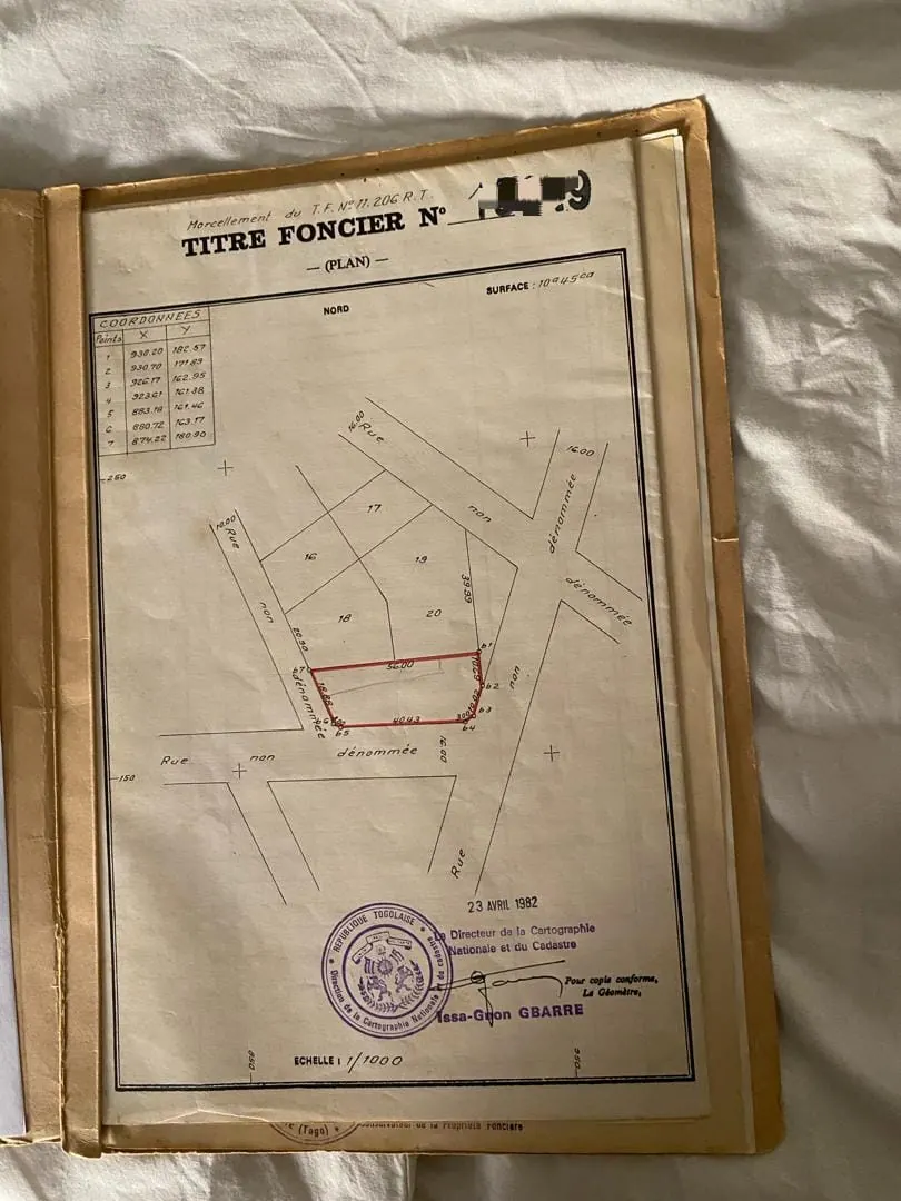 Terrain 1200 m² en vente à Tokoin Novissi – 180 millions FCFA