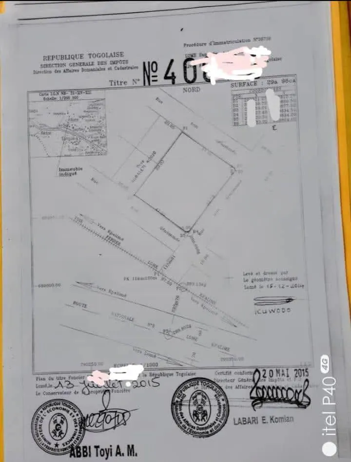 Terrain 5 lots à vendre à Zanguera UCAO, Lomé – 22 millions FCFA le lot