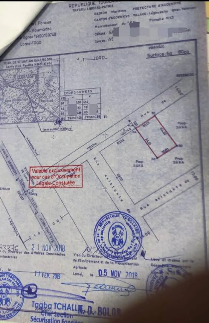 Terrain de 680 m² en vente à Agoè Légbassito – 40 millions FCFA