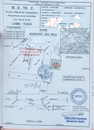 Terrain demi-lot en vente à Zanguera Zopomahé – 9 millions FCFA