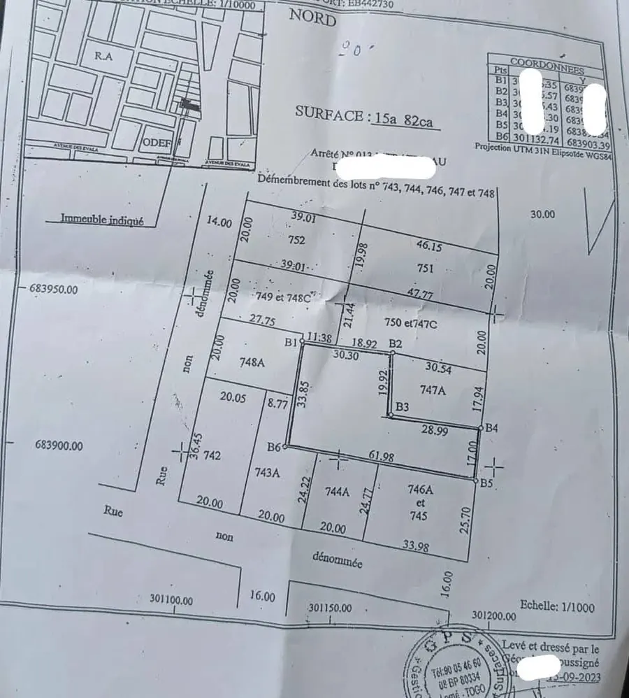 Terrain 1582 m² en vente en bordure de goudron à Agbalepedo – 120 millions FCFA