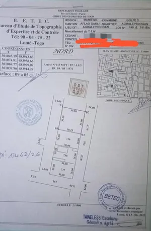 Terrain de 905 m² en vente à Agbalepedogan – 70 millions FCFA