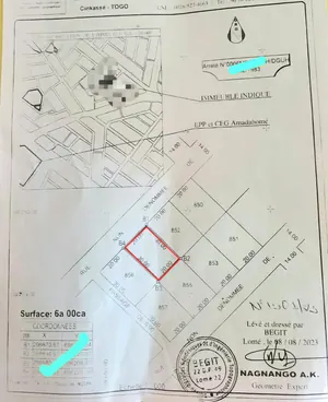 Terrain 1 lot en vente à Adidogomé Amadahome – 35 millions FCFA