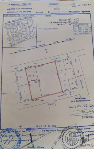Terrain 2399 m² à vendre à Baguida, cité BOAD – 220 millions FCFA