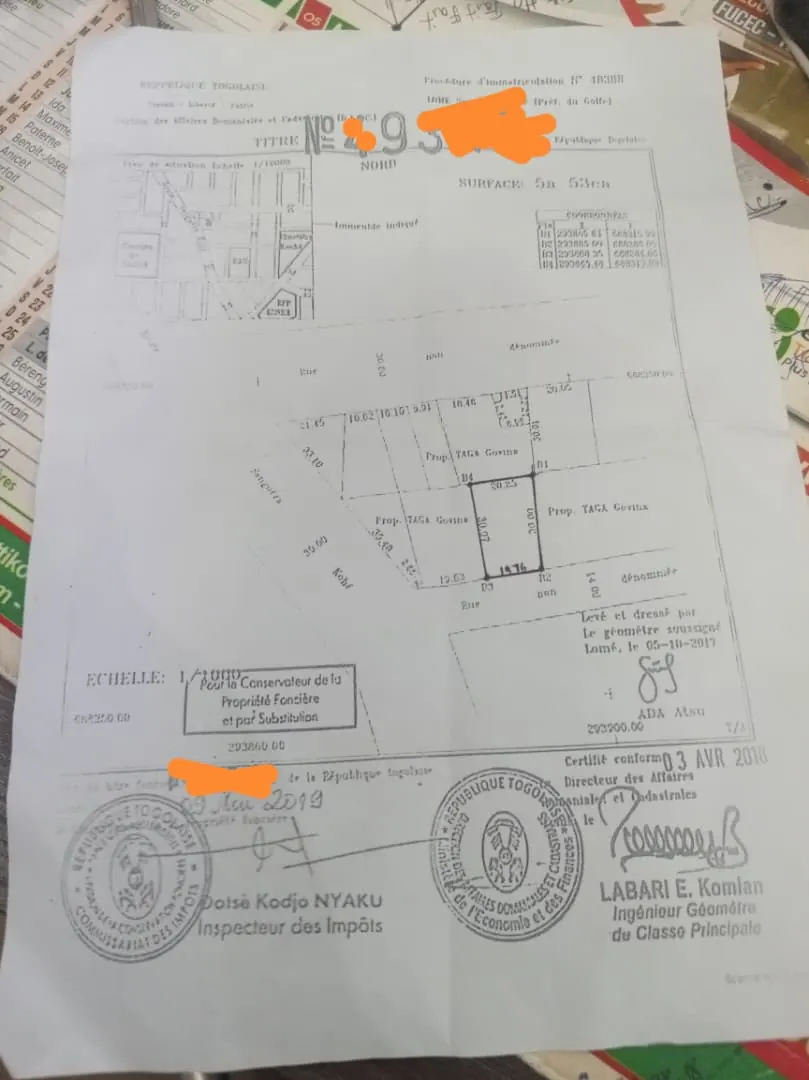Terrain 1 lot de 600 m² en vente à Adidogomé Kohé – 27 millions FCFA