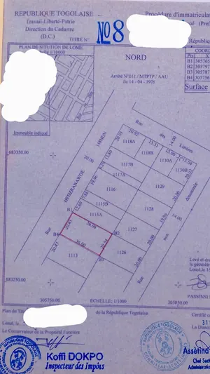 Terrain nu 736 m² en vente en bordure de grande voie à Hédzranawoé – 72 millions FCFA