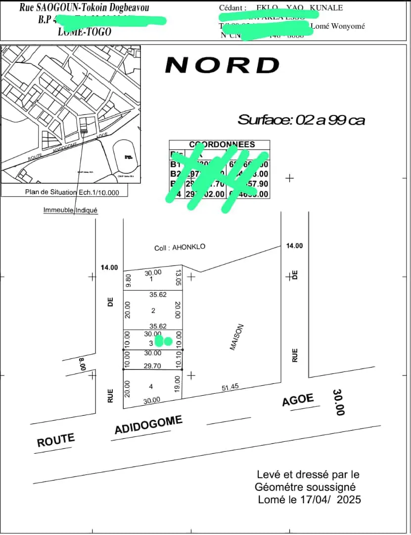 2 lots de terrain en vente au bord du goudron à Djagblé – 79 000 000 FCFA