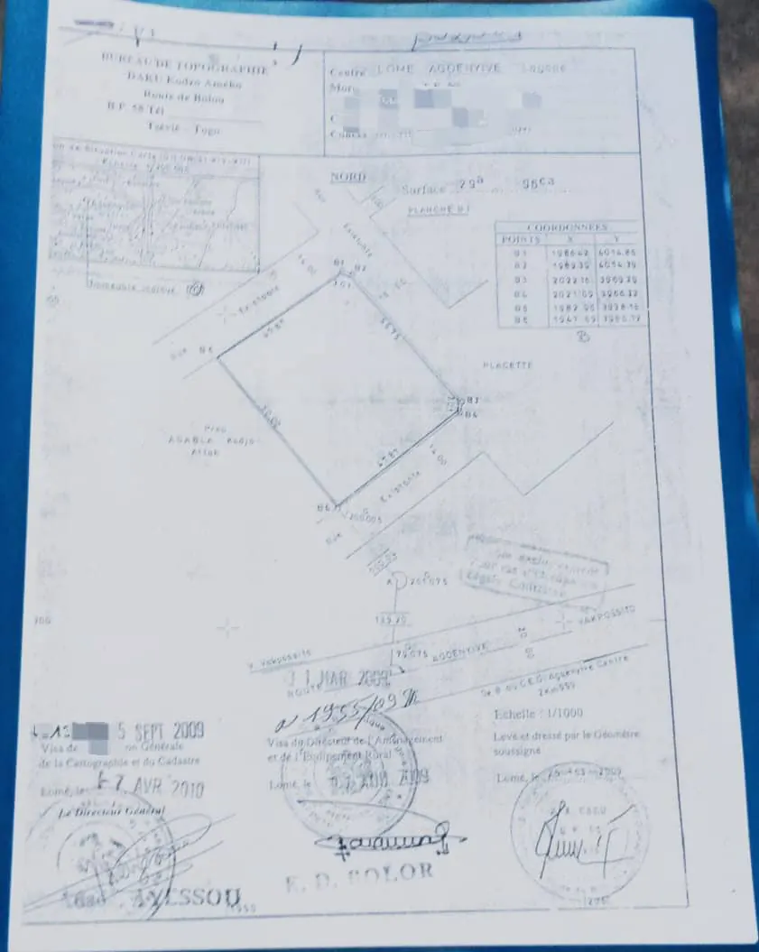 Terrain 5 lots à vendre à Agoè Minamadou – 40 millions FCFA par lot