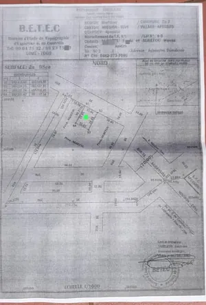 Vente d'un terrain à Apéssito, demi-lot (15×20m), proche du goudron – 8 millions FCFA négociable
